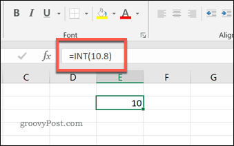 INT-funktionen i Excel