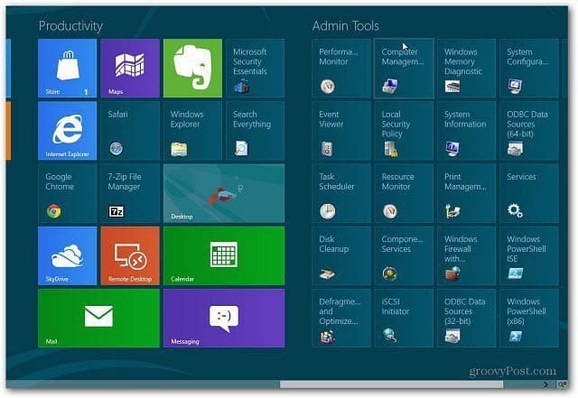 Føj administrationsværktøjer til Windows 8-startskærmen