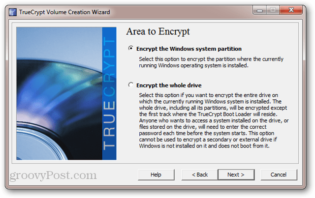 TrueCrypt: Krypter Windows-systempartitionen vs. krypter hele drevet