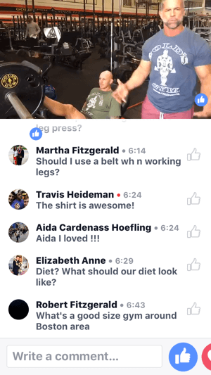 Celebrity Trainer Mike Ryan demonstrerer, hvordan man bruger benpressemaskinen på denne Gold's Gym Facebook Live-udsendelse.