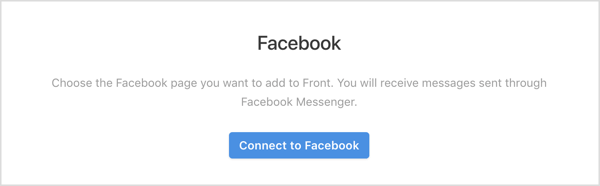 Klik på knappen Opret forbindelse til Facebook i appen Front.