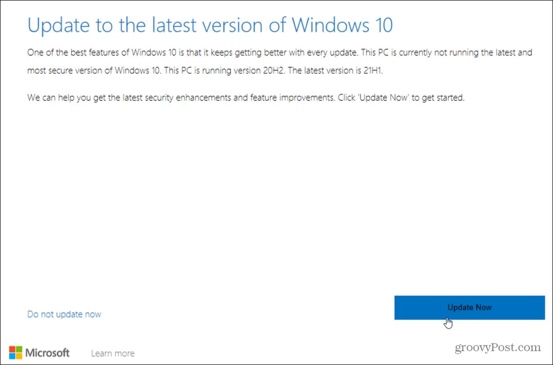 opdater til nyeste Windows 10-version