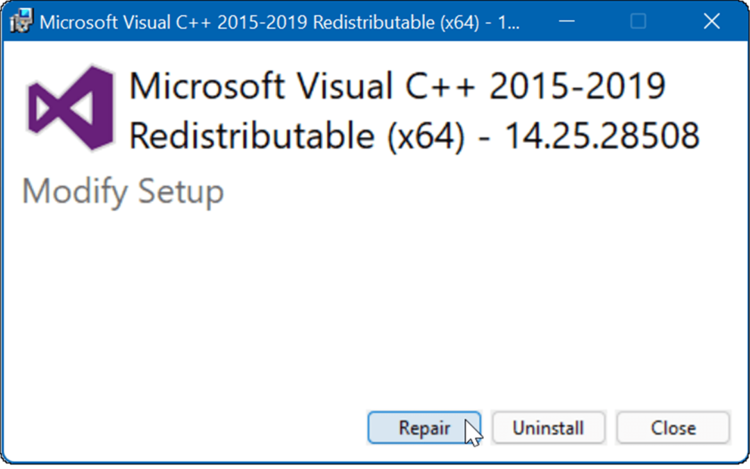 reparation Microsoft Visual C Redistributable