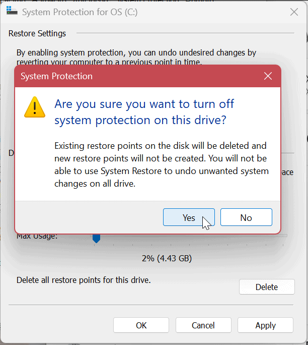 Systembeskyttelse for drev på Windows 11