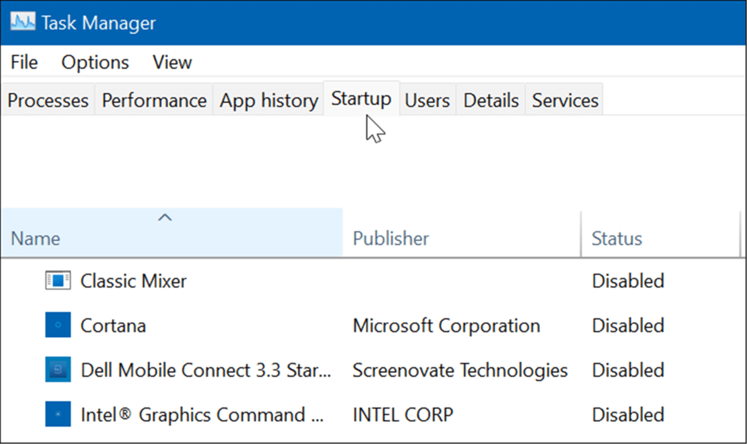 Task Manager Start-fanen Windows 11