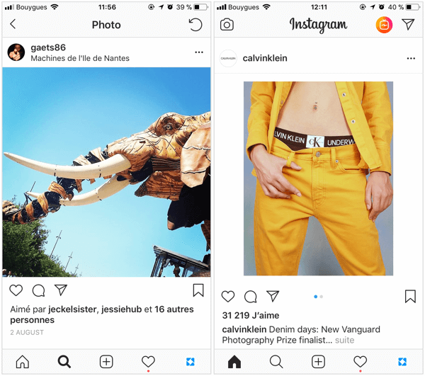 Et firkantet Instagram-indlæg skal have en størrelse på 1080 x 1080 pixels for at få den bedste kvalitet i feedet, og aflange Instagram-indlæg er bedst med 1080 x 1350 pixels. 