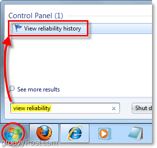 søg efter Windows 7-pålidelighedshistorik