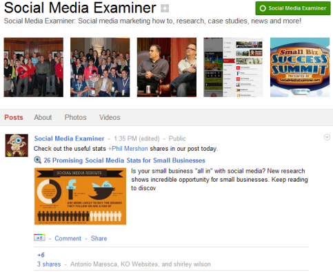 Google+ sider - Social Media Examiner
