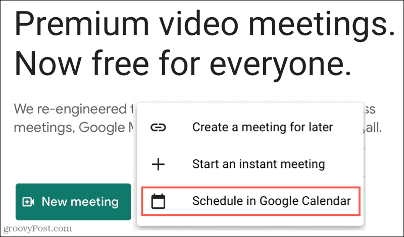 Nyt møde, tidsplan i Google Kalender
