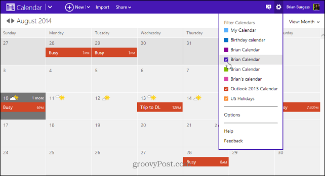 Sådan eksporteres Desktop Outlook 2013-kalender til Outlook.com