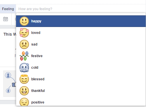 Vælg en emoji, der afspejler den følelse, du vil udtrykke på Facebook.