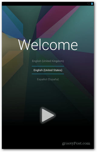 Nexus 7 velkomstskærm