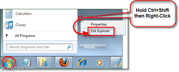 hvordan man genstarter Explorer i Windows 7 uden at genstarte