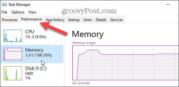 Find tilgængelige hukommelsespladser på Windows 11