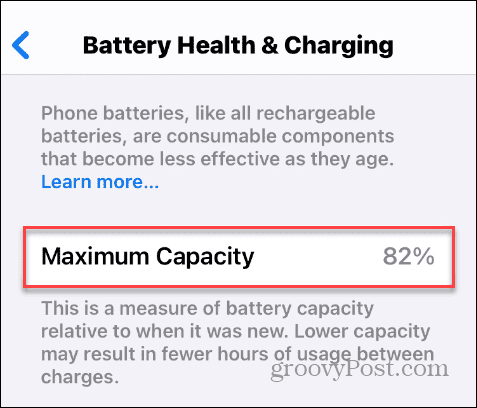 Batteriets maksimale kapacitet