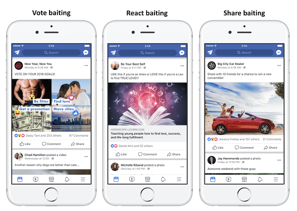 Facebook vil nedgradere indlæg, der bruger engagement agn for at øge engagementet for at få større rækkevidde.