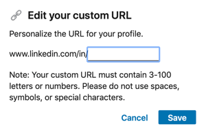 Rediger din LinkedIn URL, trin 2.