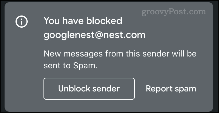 Blokeret e-mail-meddelelse i Gmail