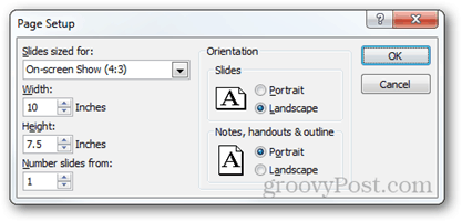 sideopsætning powerpoint 2010 indstillinger størrelsesforhold størrelsesorientering