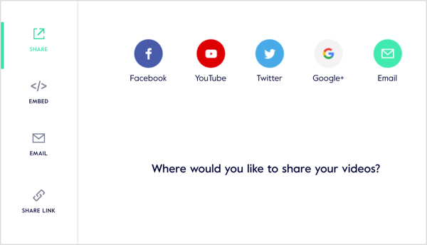 Del din video på sociale medier, generer et link, der kan deles, mail det eller integrer det på dit websted.