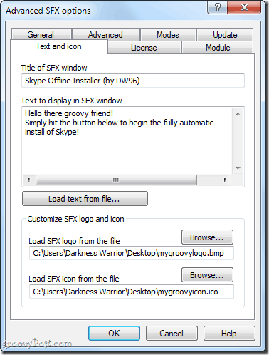 Opret offlineinstallatører ved hjælp af et selvudpakkende arkiv fra WinRAR