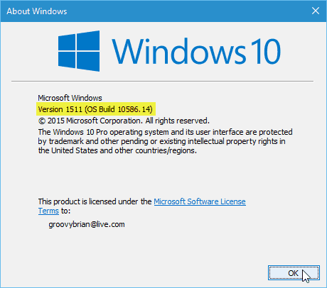 Windows 10-opdateringsversion