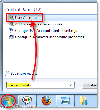 få adgang til brugerkonti i Windows 7