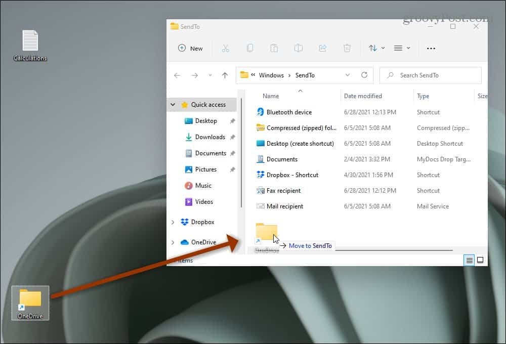 Sådan tilføjes elementer til Windows 11 Send til menu