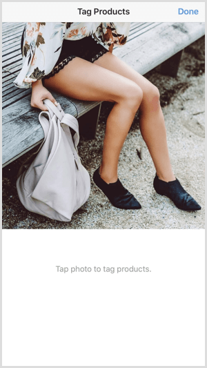 Instagram-indkøbbare post-tag-produkter tryk på placering