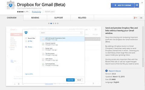 dropbox til Gmail