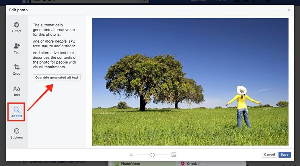 Facebook giver nu brugerne mulighed for at tilsidesætte automatisk genereret alt-tekst for billeder uploadet til webstedet.