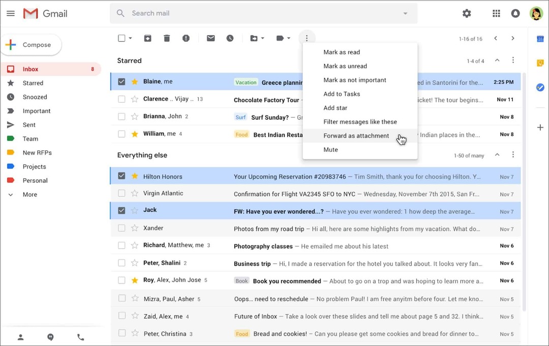 Google tillader at sende e-mails som vedhæftede filer i Gmail