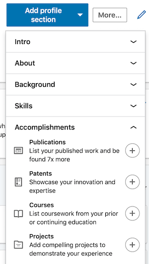 tilføj sektioner til LinkedIn-profil