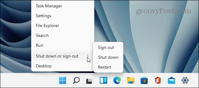 Luk Windows 11 Start-knap
