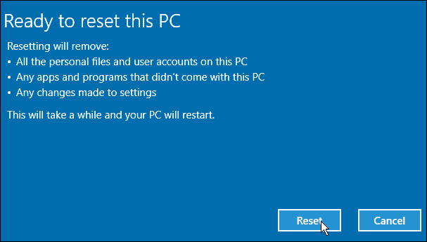 Nulstil Windows 10 PC