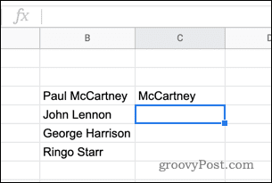 Udtrukket tekst i Google Sheets