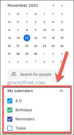 google kalender vælg kalendere