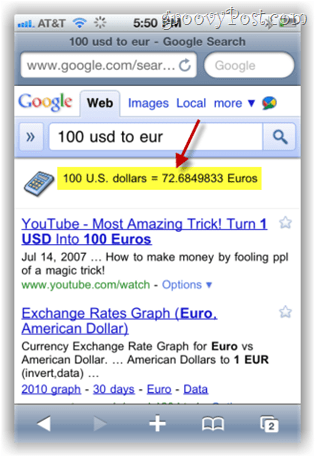 google.com søgning valutakonverter på iphone mobil