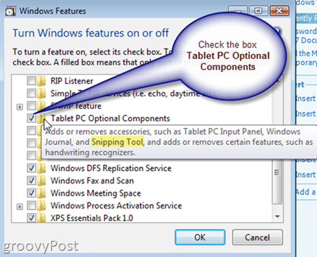 Aktivér eller installer Windows Vista Snipping Tool