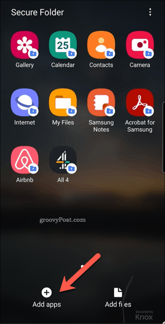 Android Secure Folder tilføj apps-ikon