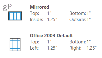 Spejlet og Office 2003 -marginer