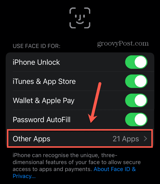 whatsapp face id andre apps indstillinger