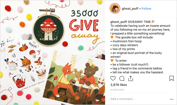Kunstner ghost_puff bruger en venlig, relatabel udgivelsesstil, der inviterer community-chatter på Instagram.