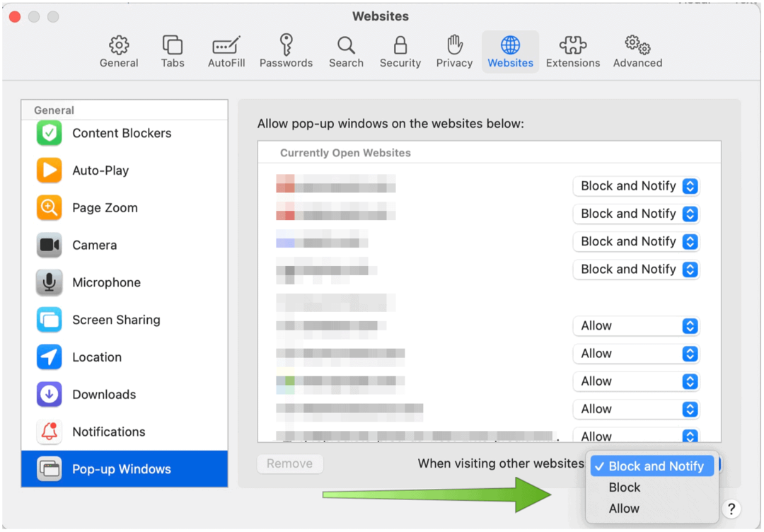 Safari til Mac blokerer pop op-vinduer