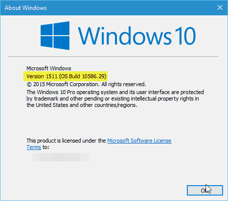 Windows 10 version 10586.29