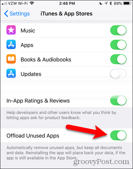 Deaktiver Offload Unused Apps