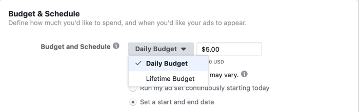 vælge Lifetime Budget på annoncesætniveau til Facebook-kampagne på dagen for flash-salg