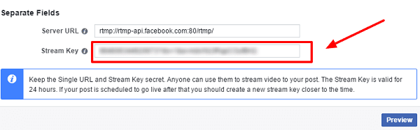 For at sende via OBS Studio skal du gå til Publishing Tools på Facebook for at få stream-nøglen.