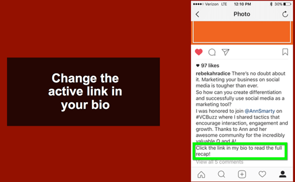 Peg læsere på dit Instagram-biolink for at læse dit seneste blogindlæg.