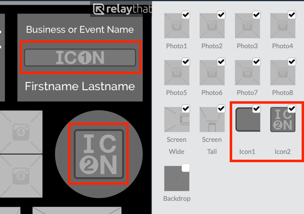 Upload dit logo til thumbnail Icon1 eller Icon2 i RelayThat.